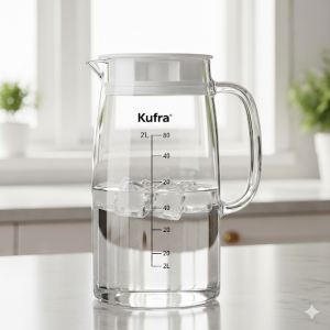 JARRA KUFRA VIDRO TRANSPARENTE TAMPA BRANCA  2L